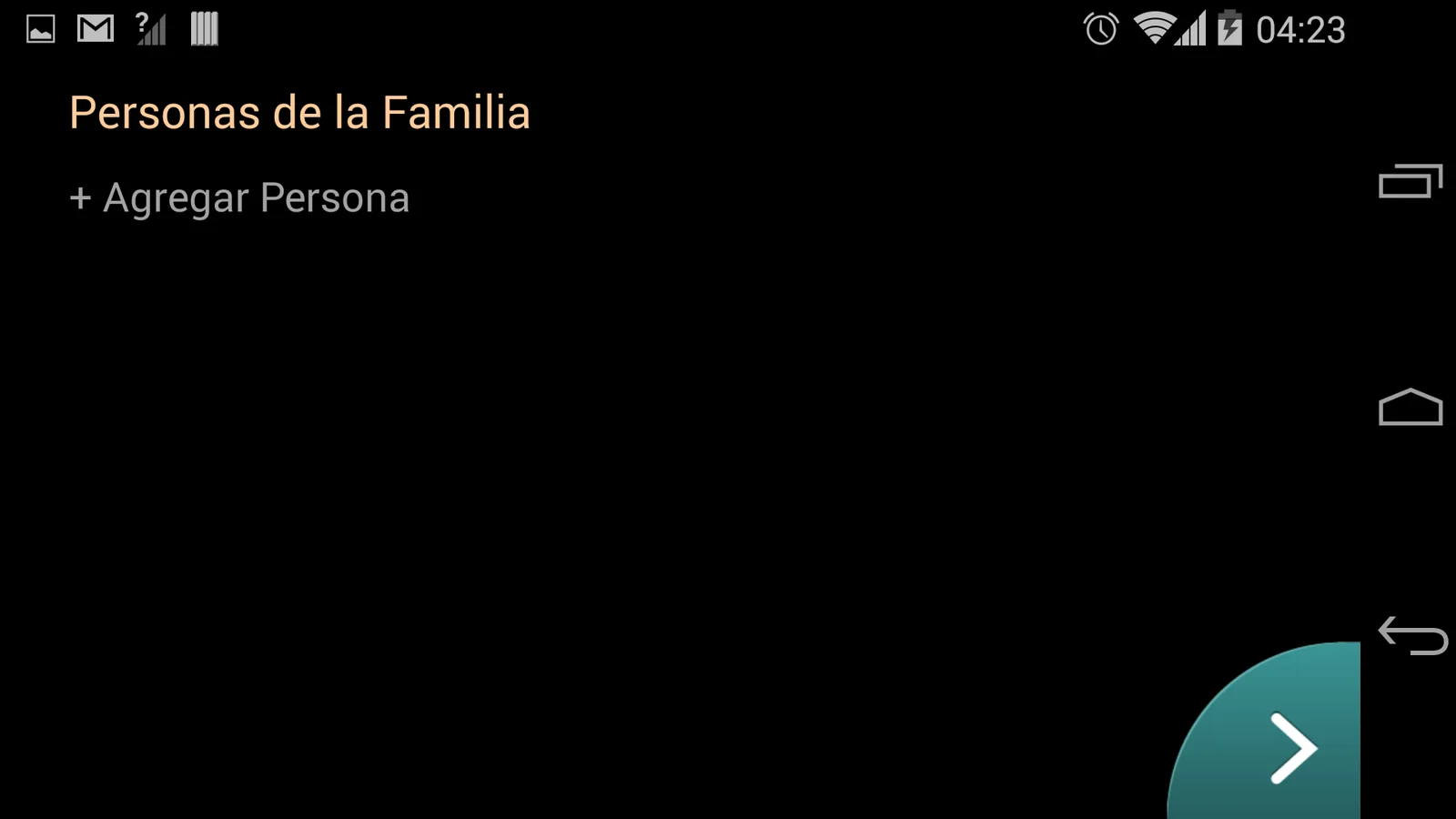 Pantalla móvil de personas de la familia en estado vacío
