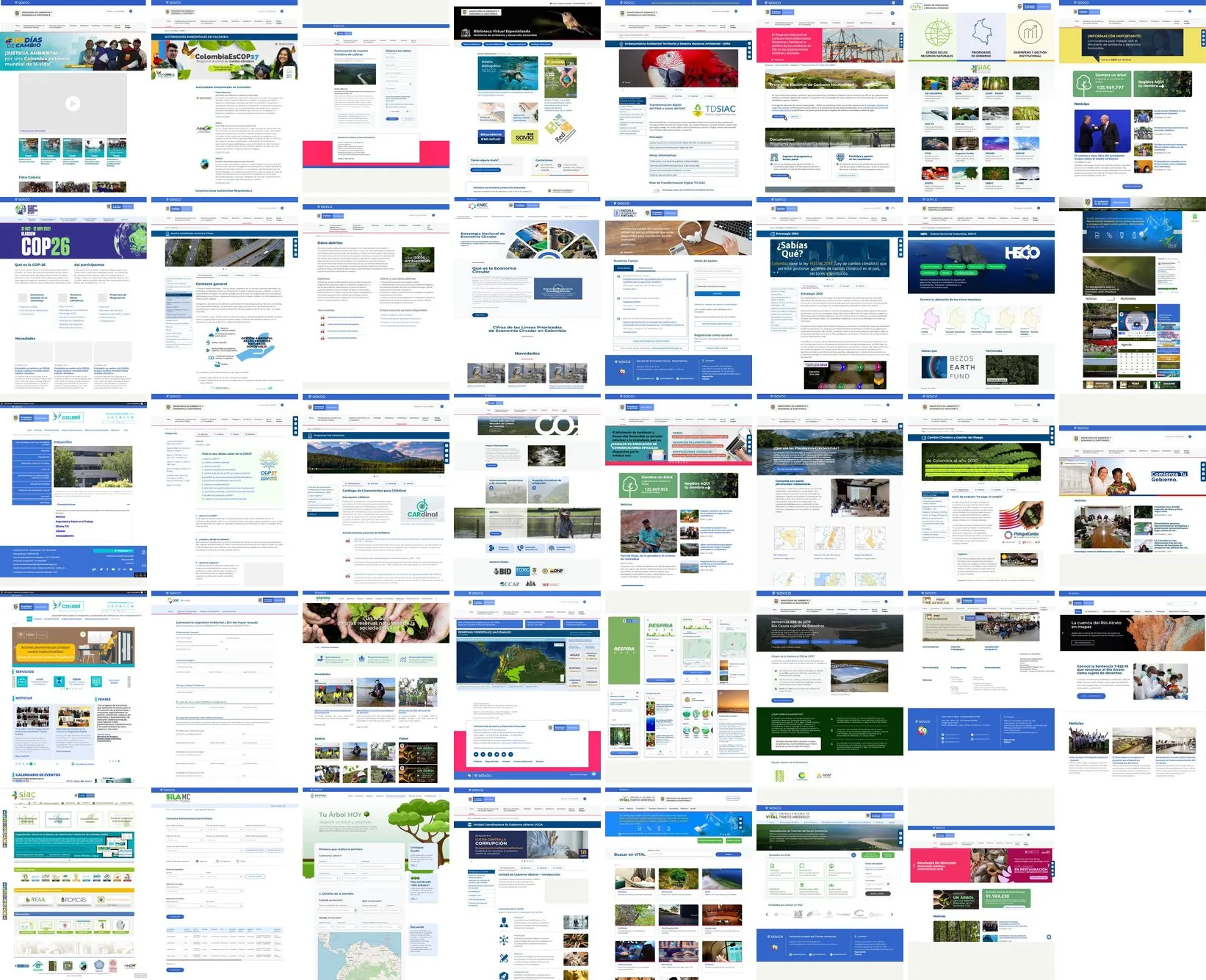 Mosaico de los cuarenta proyectos de diseño del ecosistema digital de Minambiente