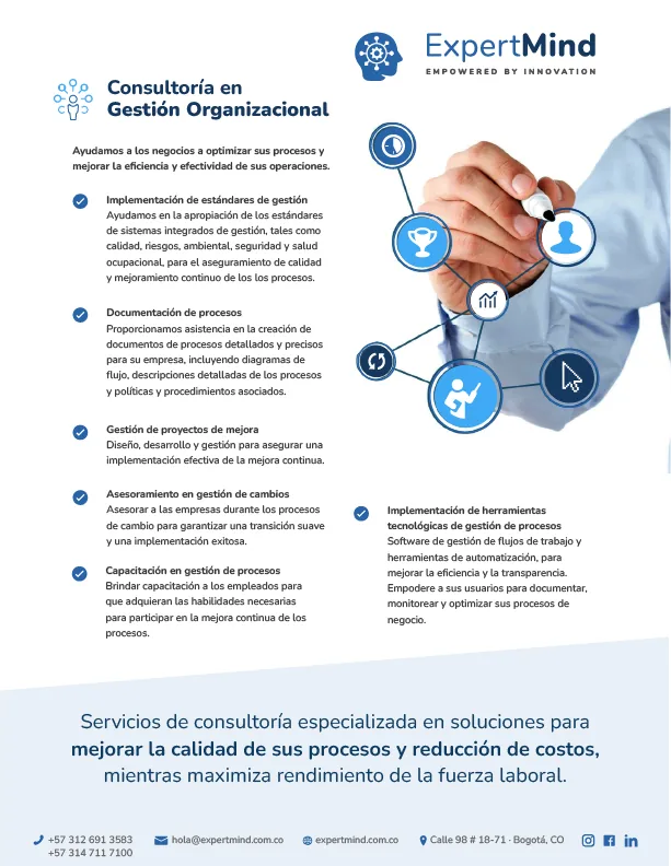 Lámina de consultoría en gestión organizacional