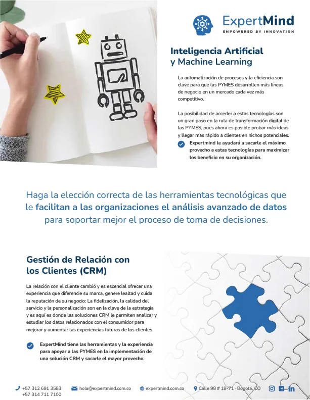 Lámina de inteligencia artificial, machine learning y CRM
