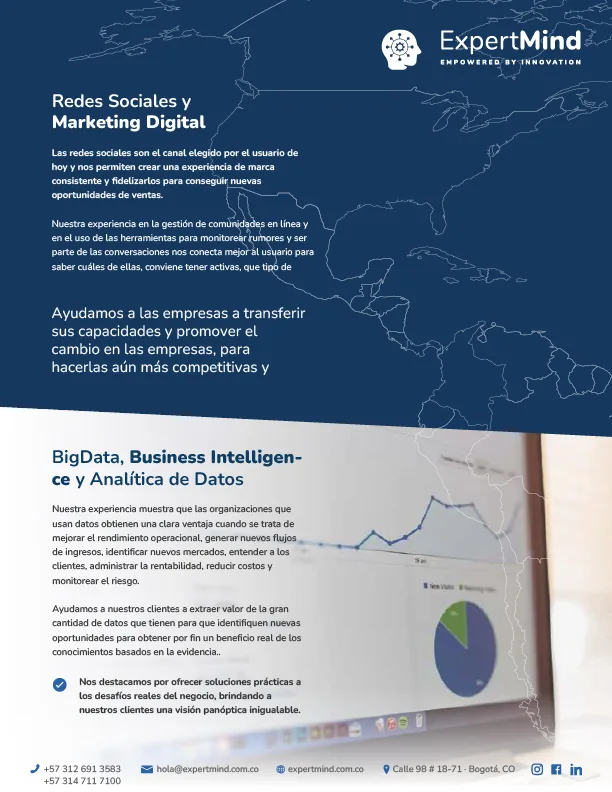 Lámina de redes sociales, marketing digital y analítica de datos