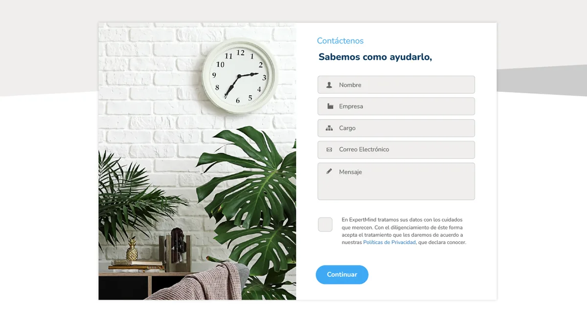 Formulario de contacto del sitio de ExpertMind