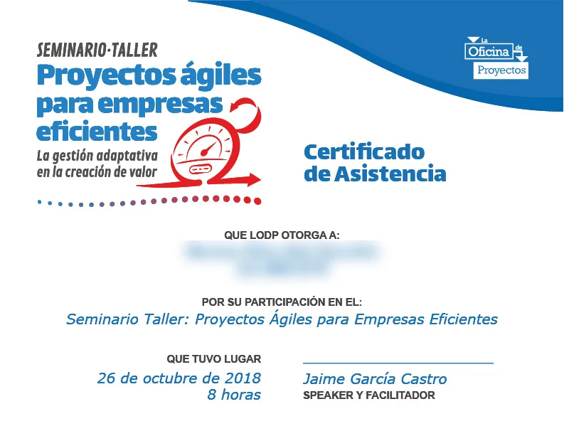 Certificado de asistencia del seminario