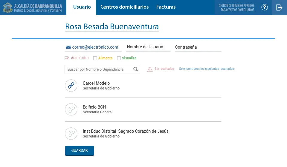 Edicion usuario — Centros Domiciliarios