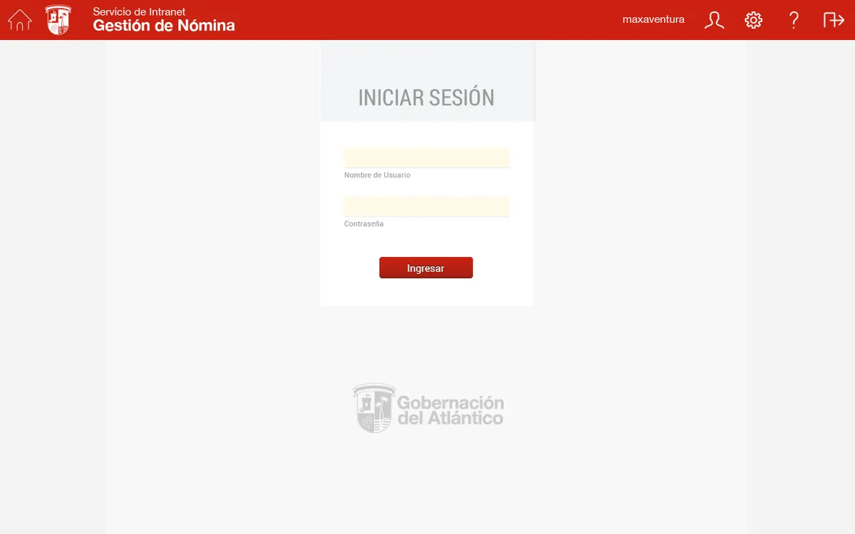 Inicio sesion gestion nomina — María Mulata · Gestión del Talento Humano y Nómina