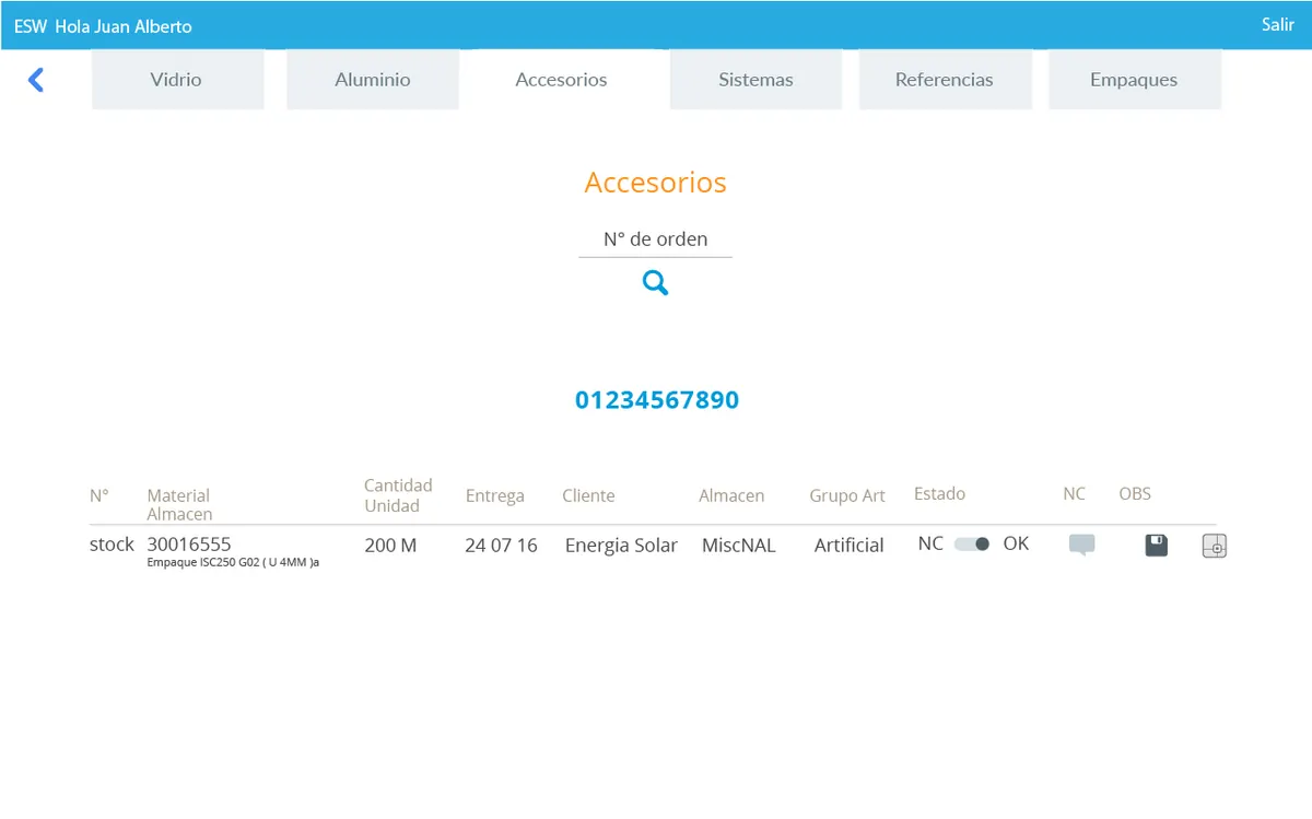 Accesorios detalle orden — GlassInspector