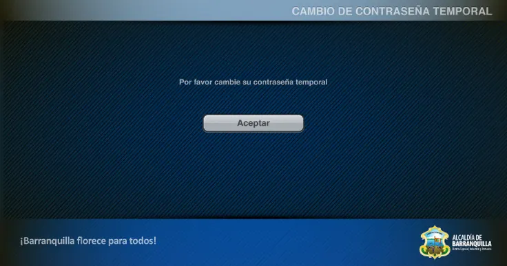 Aviso cambio contrasena temporal — Taxímetro digital