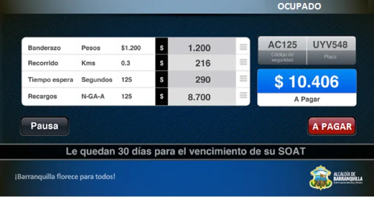 Viaje en curso — Taxímetro digital