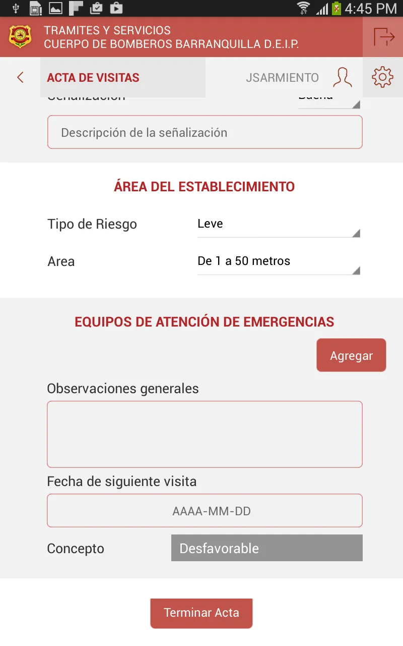 Screenshot — Bomberos · sitio, trámites y consola